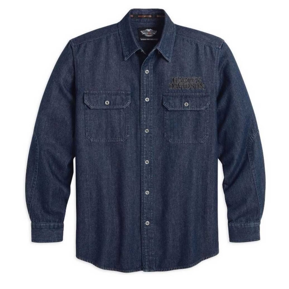 Harley-Davidson Motorcycles Men's Burning Skull Denim Shirt Size XL 99081-13VM - Picture 11 of 12